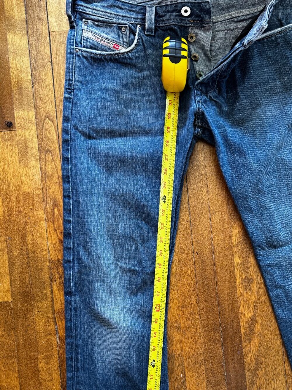 Diesel Yarik Men 31x30 Blue Straight Buttons Fly Denim Jeans